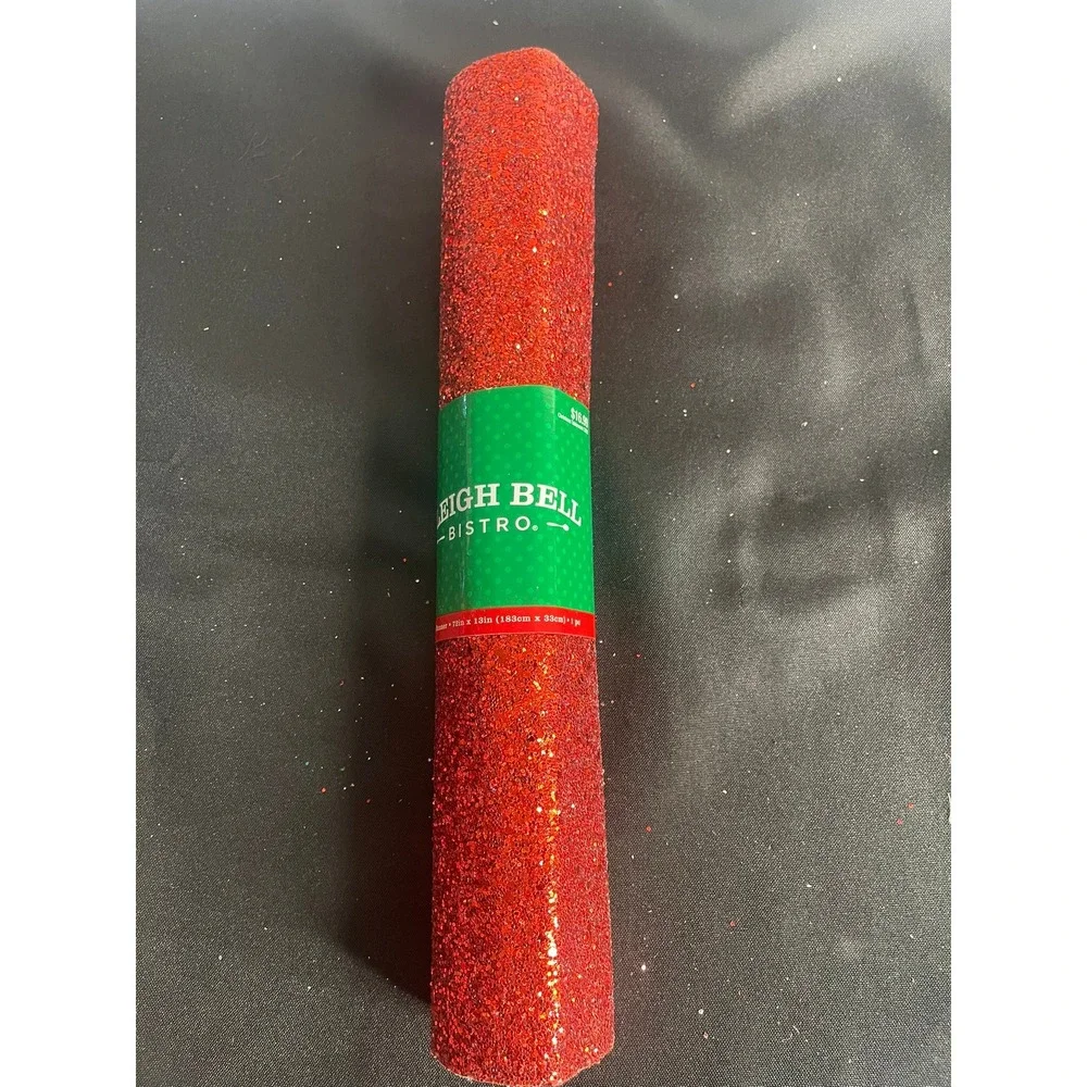 Sleigh Bell Bistro Red Glitter Christmas Table Runner 72x13 HL9182557‎ Holiday